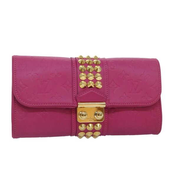 LOUIS VUITTON Monogram Pochette Courtney Bag Embossed leather Pink Auth - Picture 1 of 16